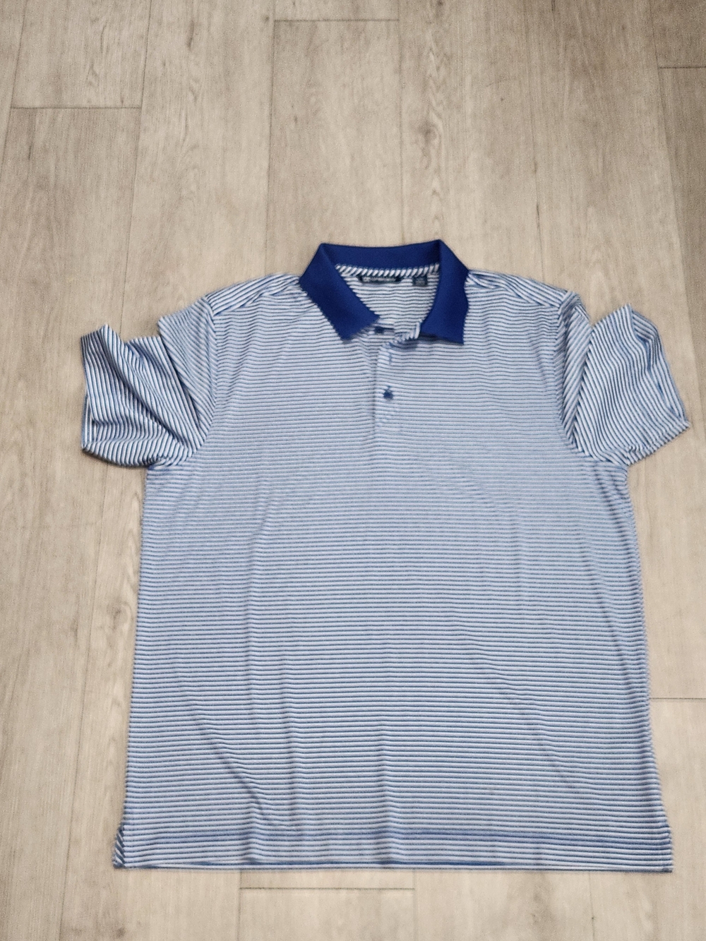 ​⛳️ Cutter & Buck Mens L Blue & White Striped Golf Polo Shirt | Nationwide